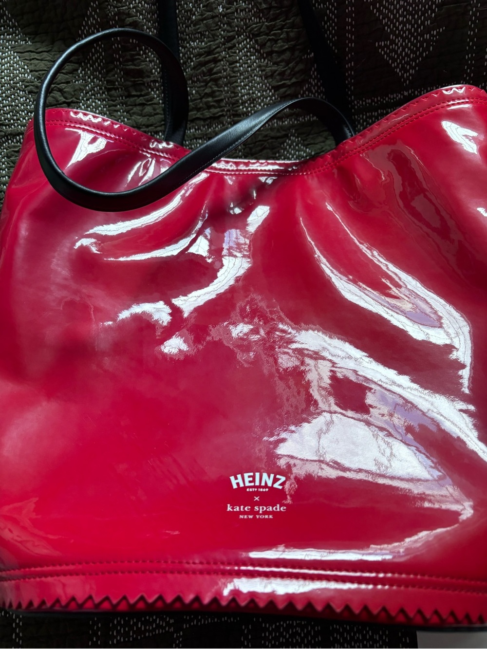 kate spade Red Patent Tote with Heinz Tomato Ketchup Patch - Picture 3 of 7